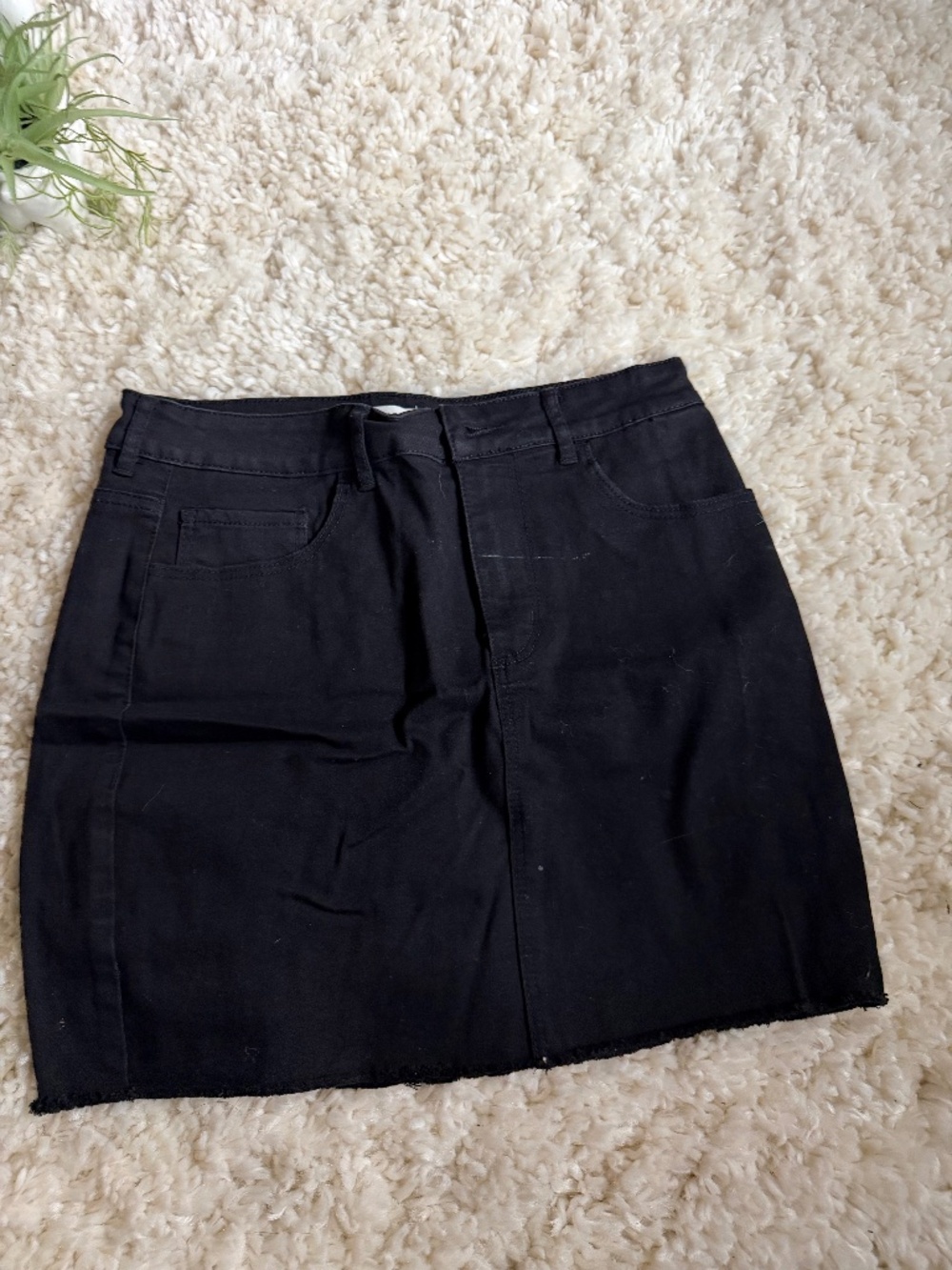 Classic Garage Black Denim-Style Grunge Goth cute clubbing Mini Skirt with Belt
